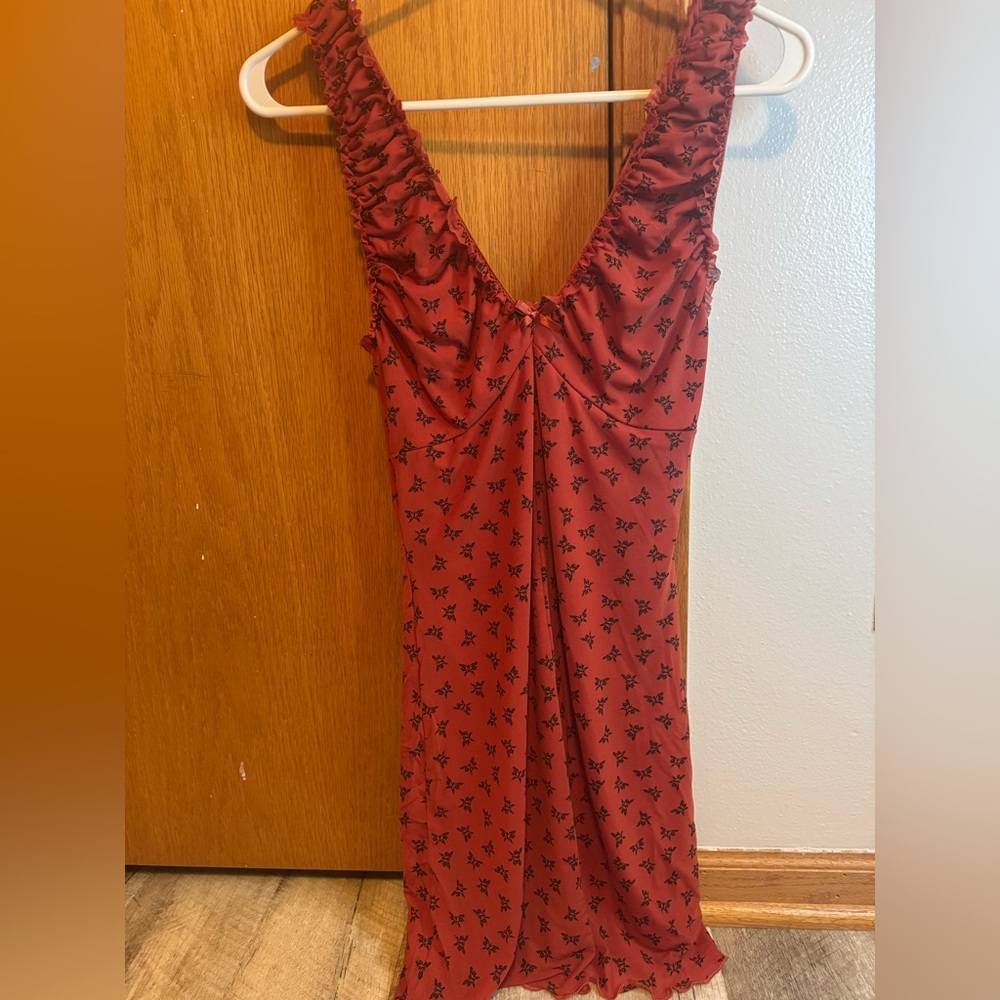 NWT Forever 21 SMALL rust orange short dress w black pattern